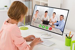 Woamn video-conferencing