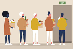 Image of people leaving workplace